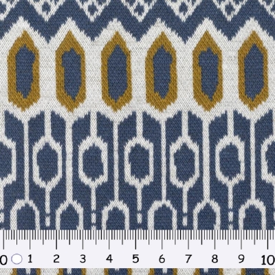 Jaquardjersey | FAIR ISLE Käselotti | Blau Olivgrün